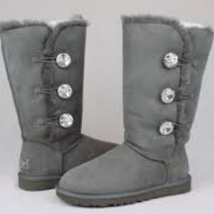 Gray Bailey Button Bling with Swarovski Crystals